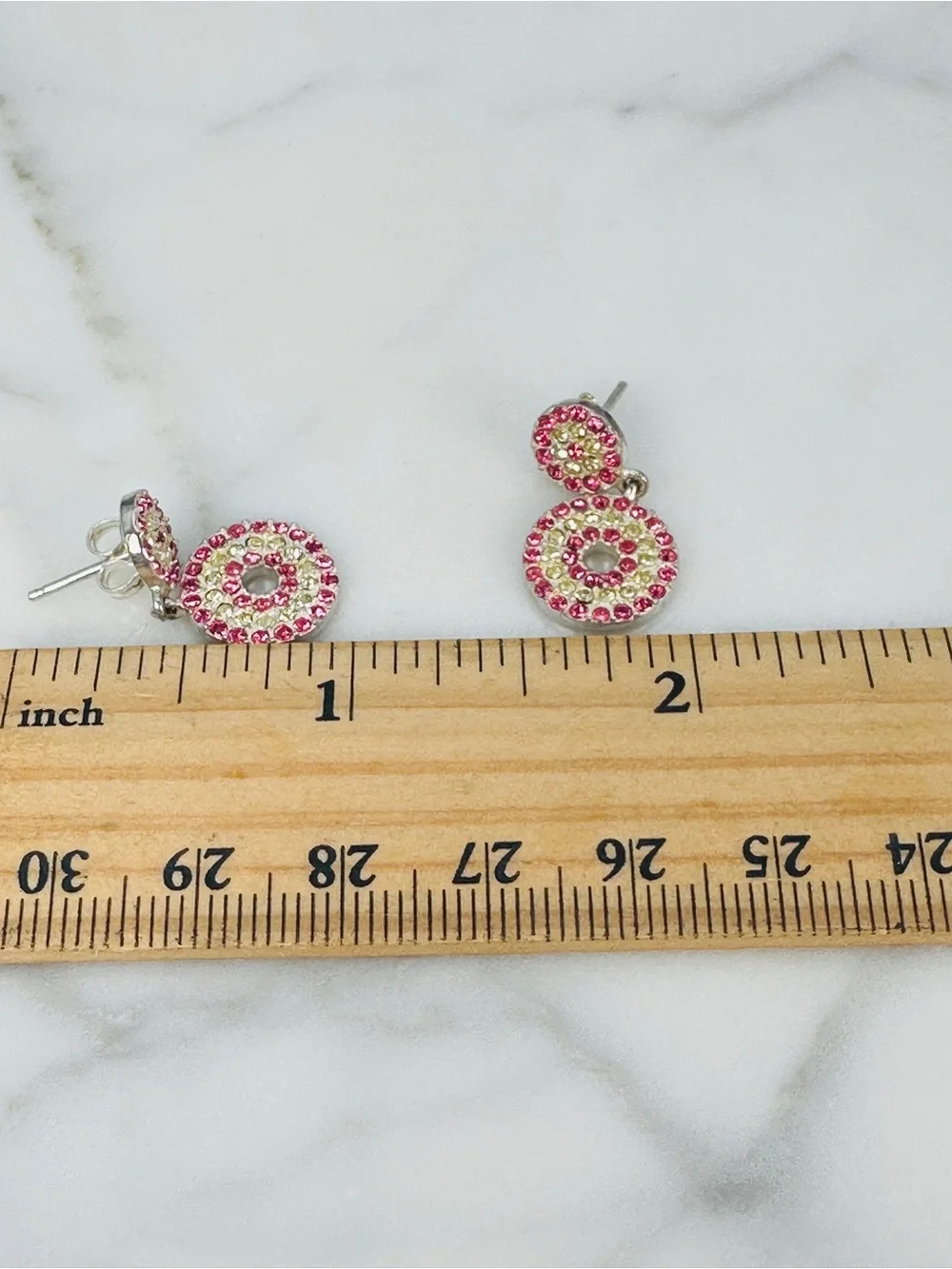 Elise Ryan Sterling Pink and Yellow Crystal Circle Drop Earrings Alex’s Lemonade